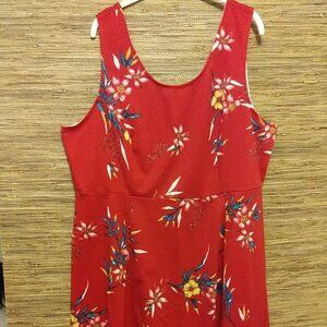 K.- Jordan Red Floral Print Dress 2X 🌺 Vibrant & Flattering Fit